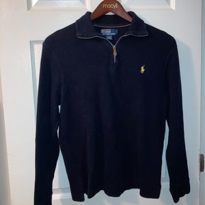 Polo Ralph Lauren- Quarter zip pullover sweater- Mens size S- Navy/Yellow